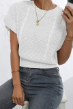 Plain Cable Knit Ruffles Sleeves Top