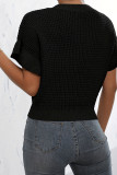 Plain Cable Knit Ruffles Sleeves Top