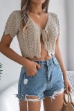 Eyelet Knitting Front Open Top 