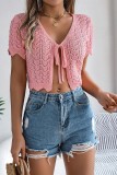 Eyelet Knitting Front Open Top 