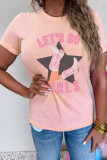 Pink LETS GO GIRLS Western Boots Star Shape Graphic Tee