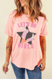 Pink LETS GO GIRLS Western Boots Star Shape Graphic Tee