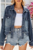 BLue Denim Raw Hem Short Jacket Top