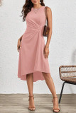 Plain Side Ruched Swing Dress