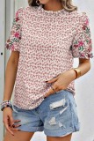 Frilled Collar Embroidery Floral Sleeves Blouse 