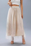 High Waist Smocked Gradient Sequin Skirt Dress 