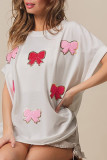 Bowknot Embroidery Sequin Top 