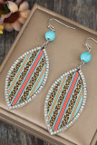 Leopard Splicing PU Leather Earrings 