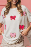 Bowknot Embroidery Sequin Top 