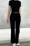 Crew Neck Two Pieces Top and Pants Set 