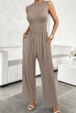 Plain Slim Tank with Wide Leg Bottom Sleeveless Jumpsuit