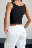 Plain Buttoned Square Neck Tank Top