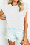 Plain Textured Striped Short Sleeves Top