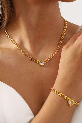 Heart Pendant Bracelet and Necklace MOQ 5pcs