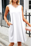 White Lace V Neck Tank Dress
