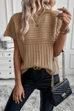 Light French Beige Rib Knitted Wide Sleeve Sweater T Shirt