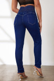 Plain High Waist Cross Ribbon Skinny Jeans Pants