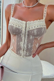 Apricot Lace Front Buckle Bustier 