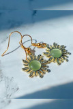 Alloy Sun with Green Stone Earrings MOQ 5pcs