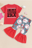 Kids Baseball Theme Top and Flare Pants Set 