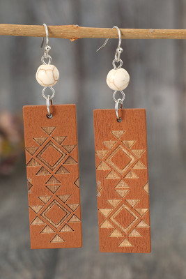 Geometric Monogram Wooden Earrings MOQ 5pcs