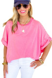 Bonbon Mineral Wash Studded Batwing Sleeve Oversized Top
