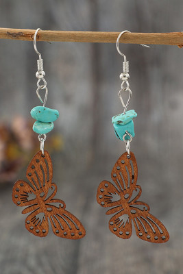 Turquoise Wooden Butterfly Earrings MOQ 5pcs