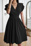 V Neck Ruffle Smocked Dress 