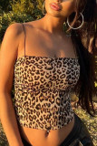 Leopard Spaghetti Crop Top 