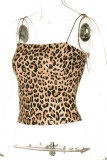 Leopard Spaghetti Crop Top 