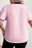 Pink Front Tie Neckline Turlip Sleeves Plus Size Top