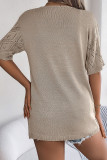 Plain Crochet Knit Open Cardigan