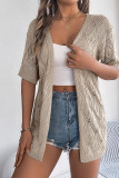 Plain Crochet Knit Open Cardigan