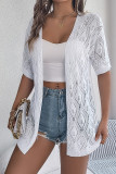 Plain Crochet Knit Open Cardigan