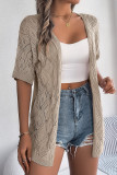 Plain Crochet Knit Open Cardigan