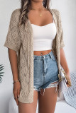 Plain Crochet Knit Open Cardigan