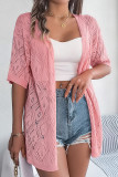 Plain Crochet Knit Open Cardigan