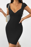 Deep V Neck Bodycon Dress 