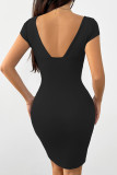 Deep V Neck Bodycon Dress 