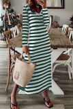 V Neck Stripes Long Dress 