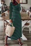 V Neck Stripes Long Dress 