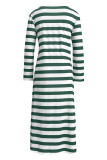 V Neck Stripes Long Dress 