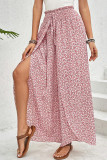 Printed Split High Waist Wide Leg Pants 