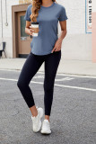 Plain Crew Neck Cool Short Sleeves Top