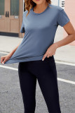 Plain Crew Neck Cool Short Sleeves Top