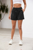 Plain Rolled Hem Elastic Waist Shorts