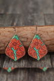 Red Floral Water Drop PU Earrings MOQ 5pcs