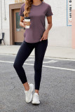 Plain Crew Neck Cool Short Sleeves Top