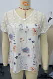Floral Printed Lace Splicing Top 