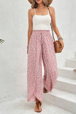 Printed Split High Waist Wide Leg Pants 